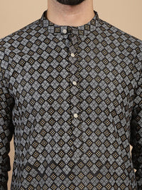 Motif Etnik Anouk Bercetak Kolar Mandarin Kurta Lurus Biasa Dengan Churidar