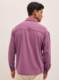 THE BEAR HOUSE Men Spread Collar Solid Cotton Relaxed Fit Casual Shirt
