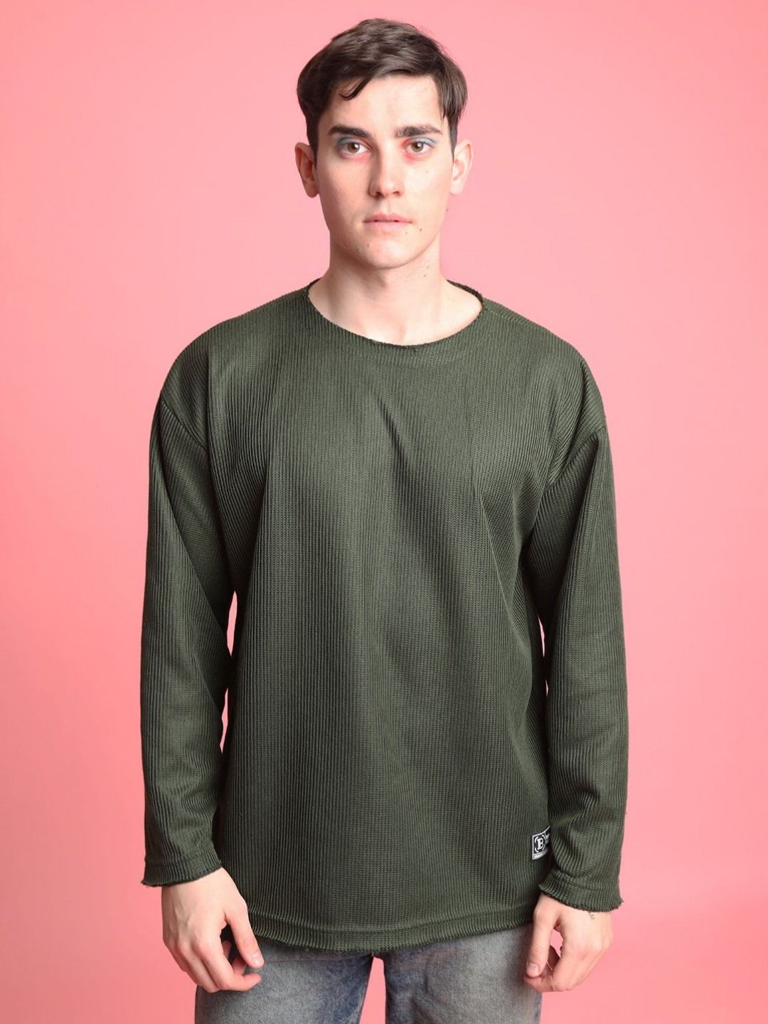 Bene Kleed Men Self Design Oversized T-shirt