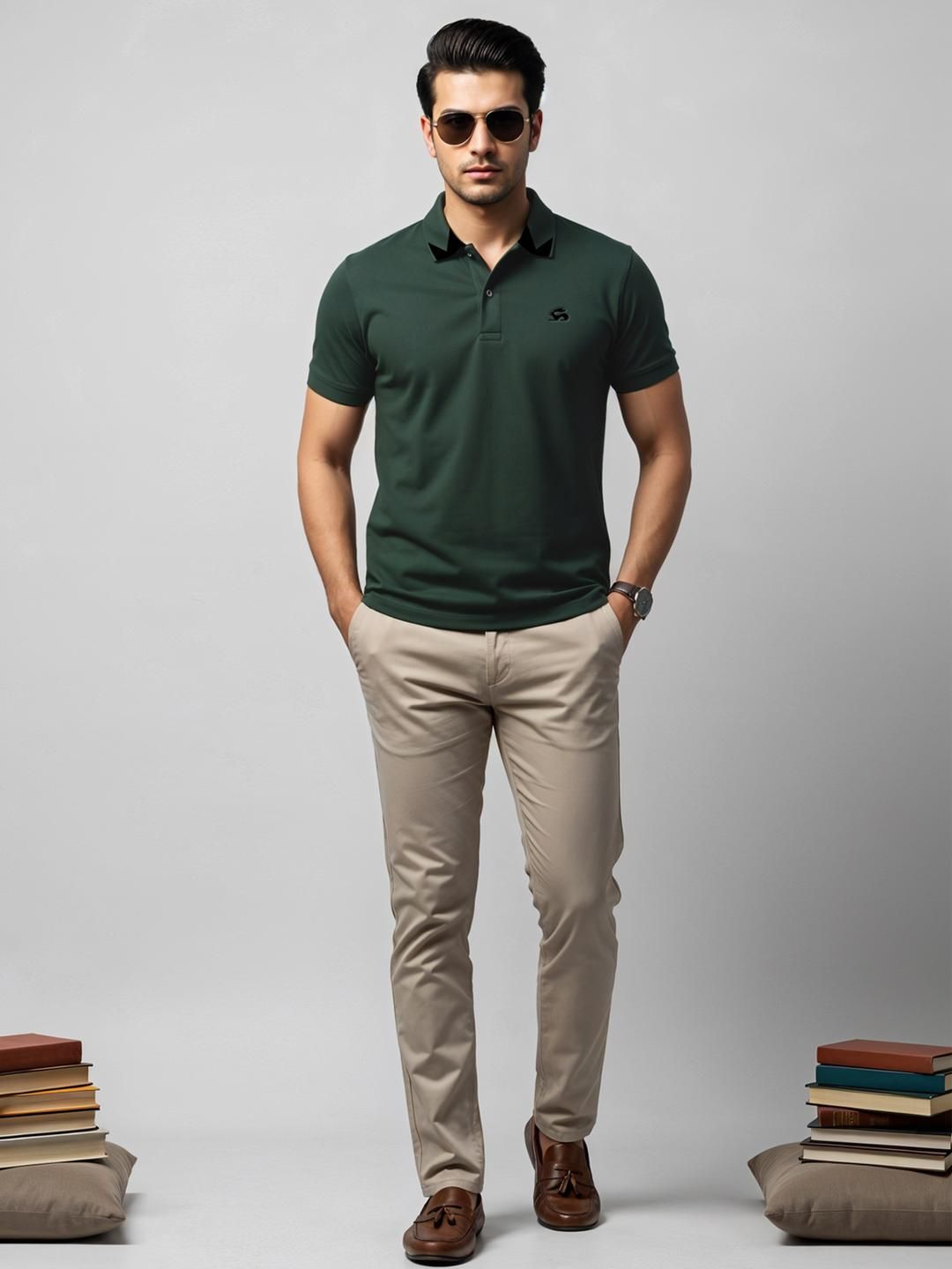 ADRO Men Green Cotton Tshirts