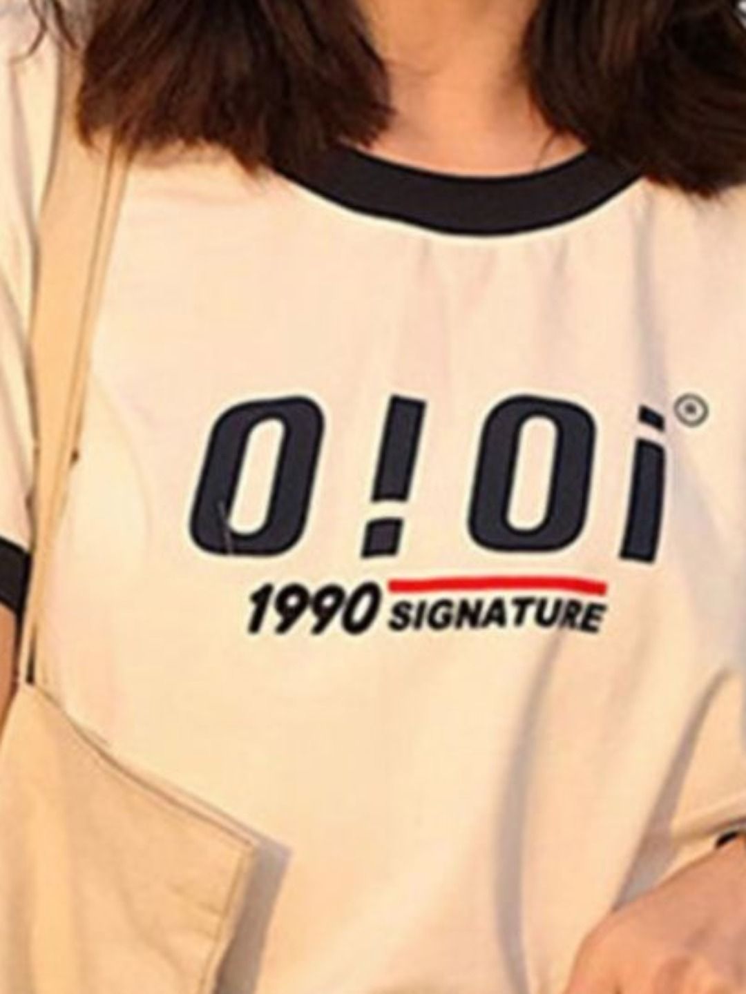 DressBerry Women Typography Printed Polo Collar Applique T-shirt