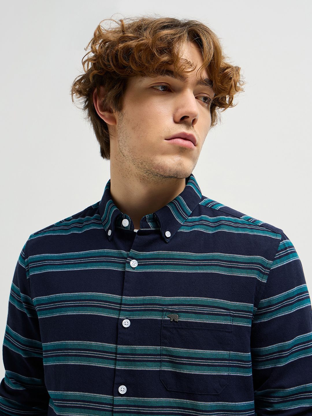 THE BEAR HOUSE 
Men Cotton Slim Fit Striped Casual Shirt