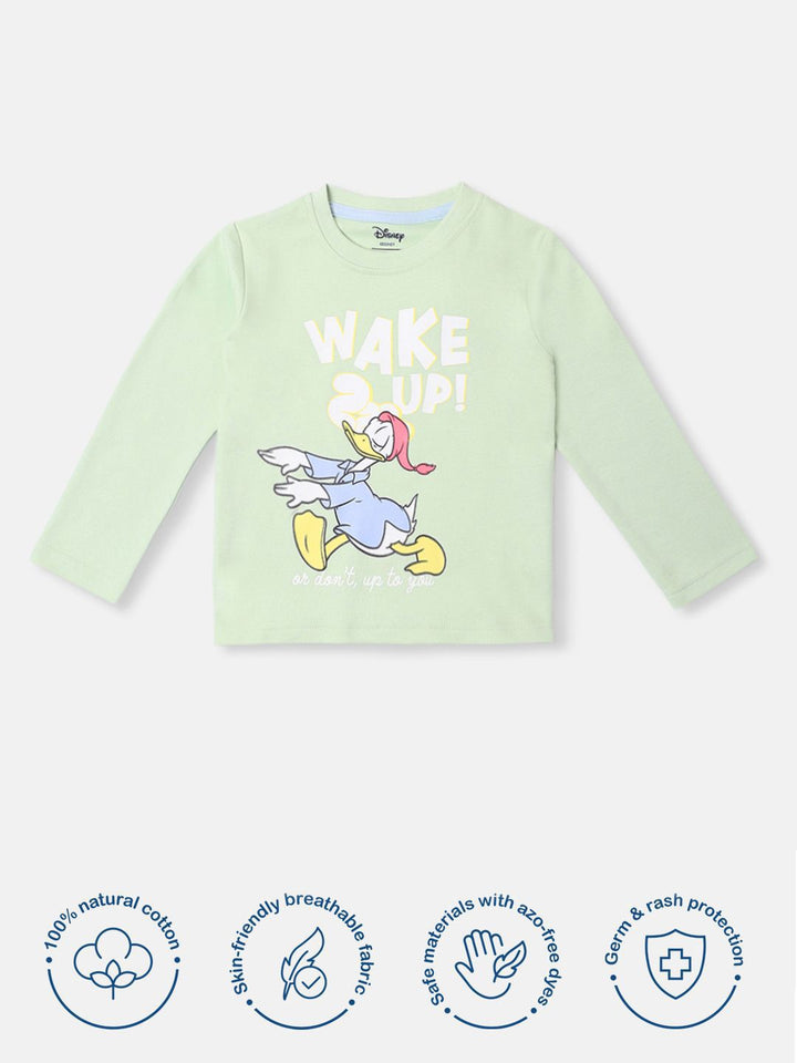 NautiNati Disney Donald Duck Baby Boys Green & Blue Casual T-shirt & Track Pants