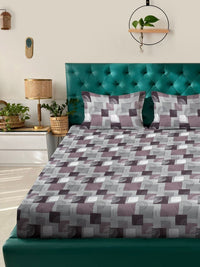 Myntra Elegant Homes Purple Geometric Cotton 400 TC King Bedsheet Set 2.50 m x 2.25 m