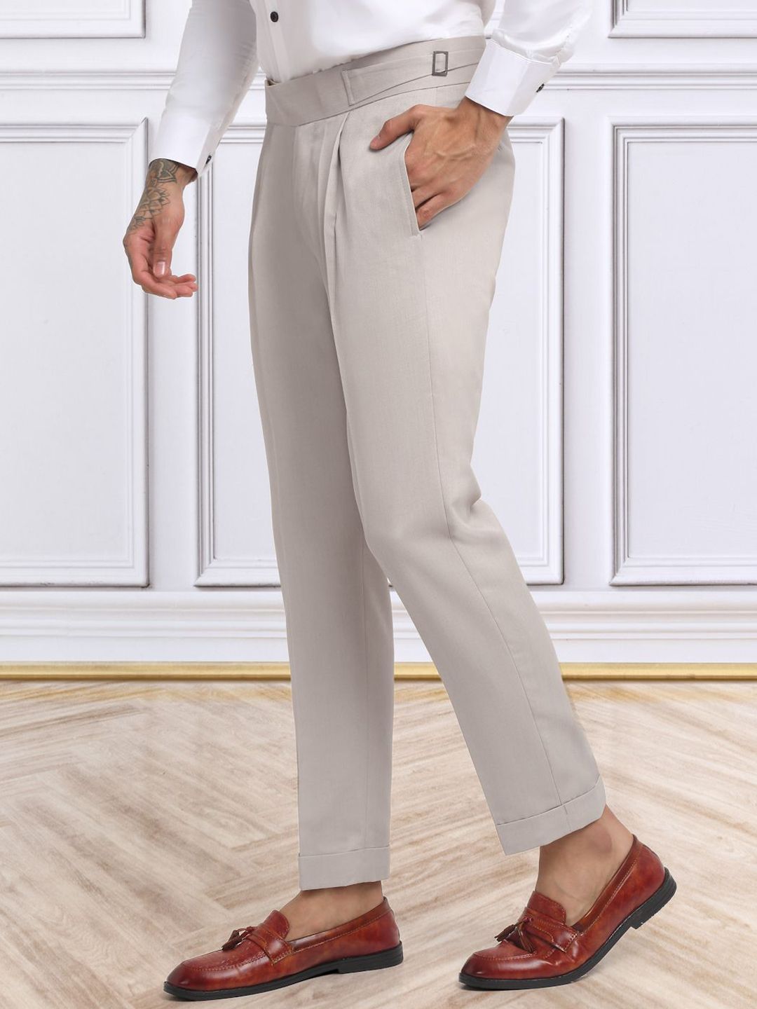 KLOTTHE Men Cotton Rich Slim Fit Formal Trousers
