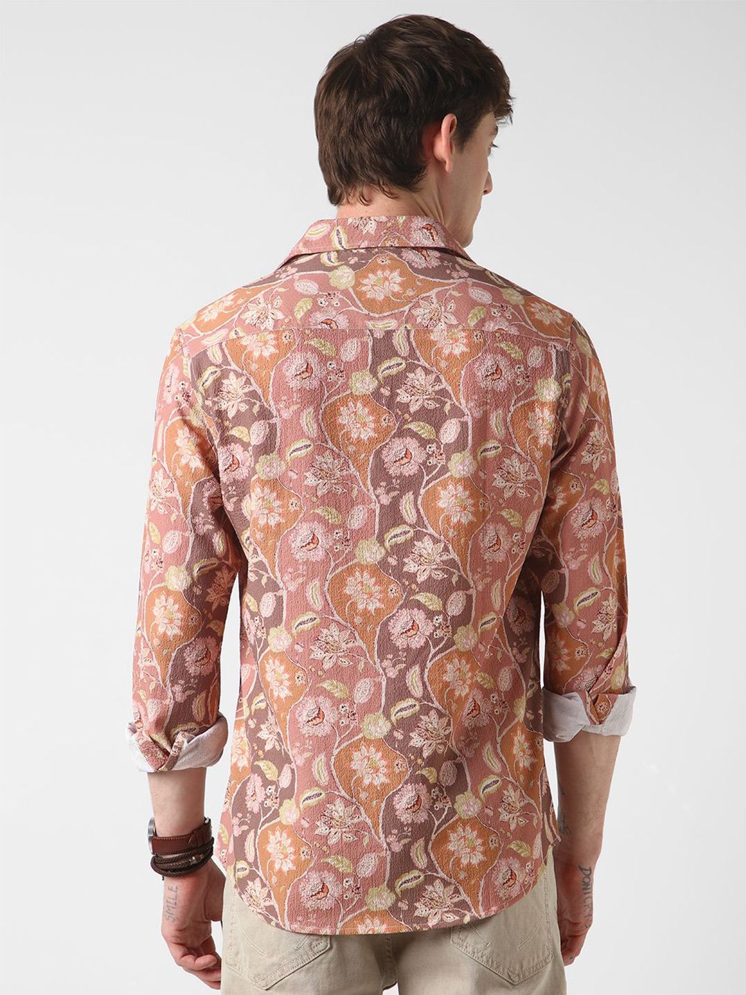 VASTRADO Men Classic Spread Collar Floral Printed Slim Fit Casual Shirt