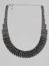 Rubans rhodium bersalut hitam beroksida beroketkan kalung choker
