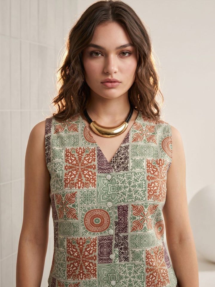 Mamicha Floral Printed Ethnic Top