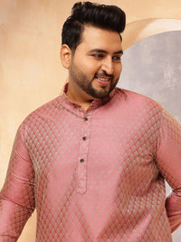 SOJANYA PLUS Motif Etnik Rekaan Tenunan Kolar Jacquard Silk Kurta Dengan Pijama