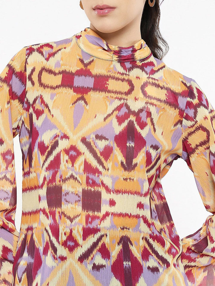 Rareism Print Cotton Lengan Berkelip Berat Kembali