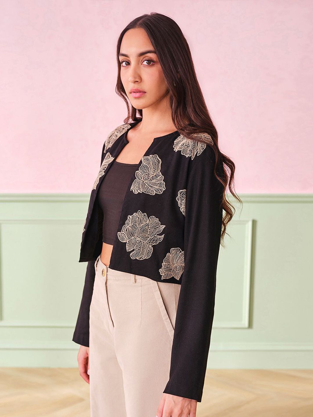 AND Printed Open Front Shrug