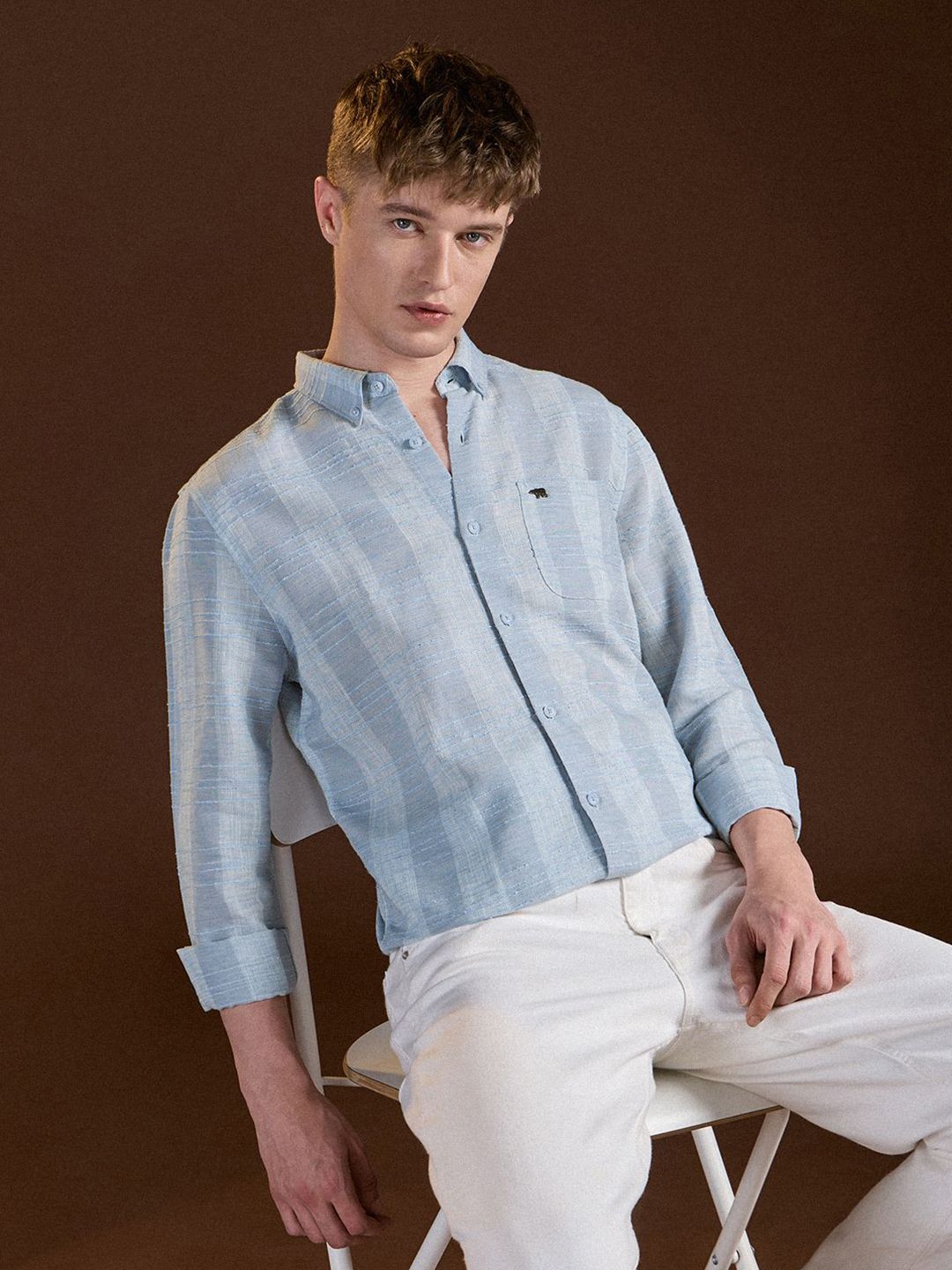THE BEAR HOUSE Men Slim Fit Opaque Striped Casual Shirt