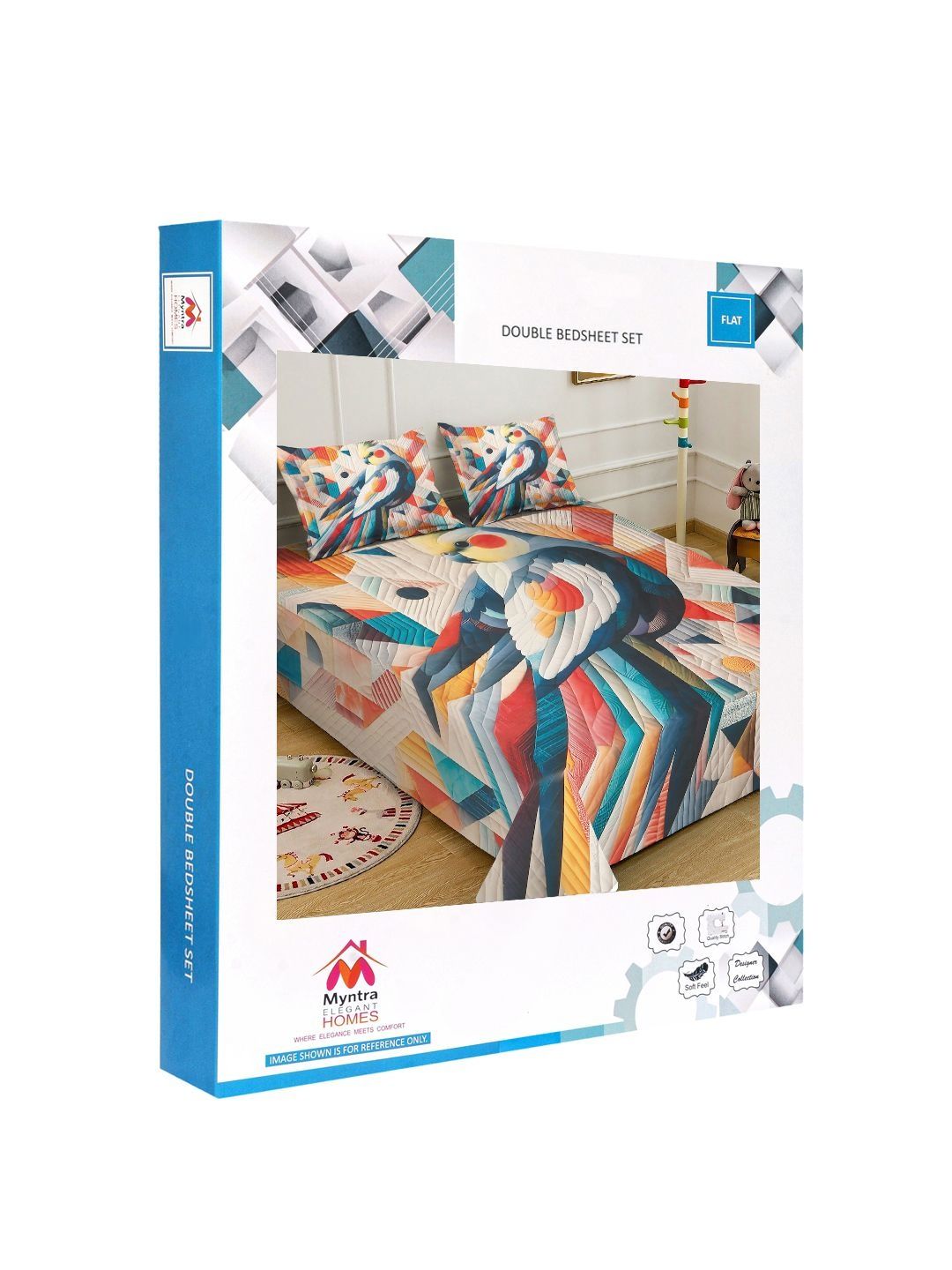 Myntra Elegant Homes Blue 400 TC Cadar Katil King dengan 2 Sarung Bantal
