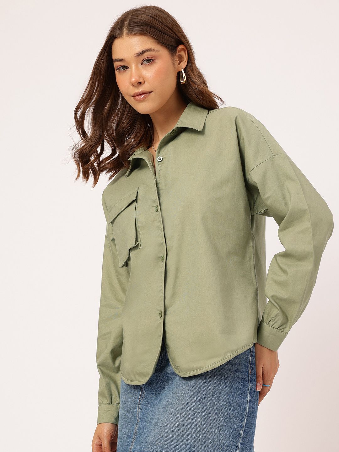 DressBerry Army Chic Chest Pocket Detail Shirt