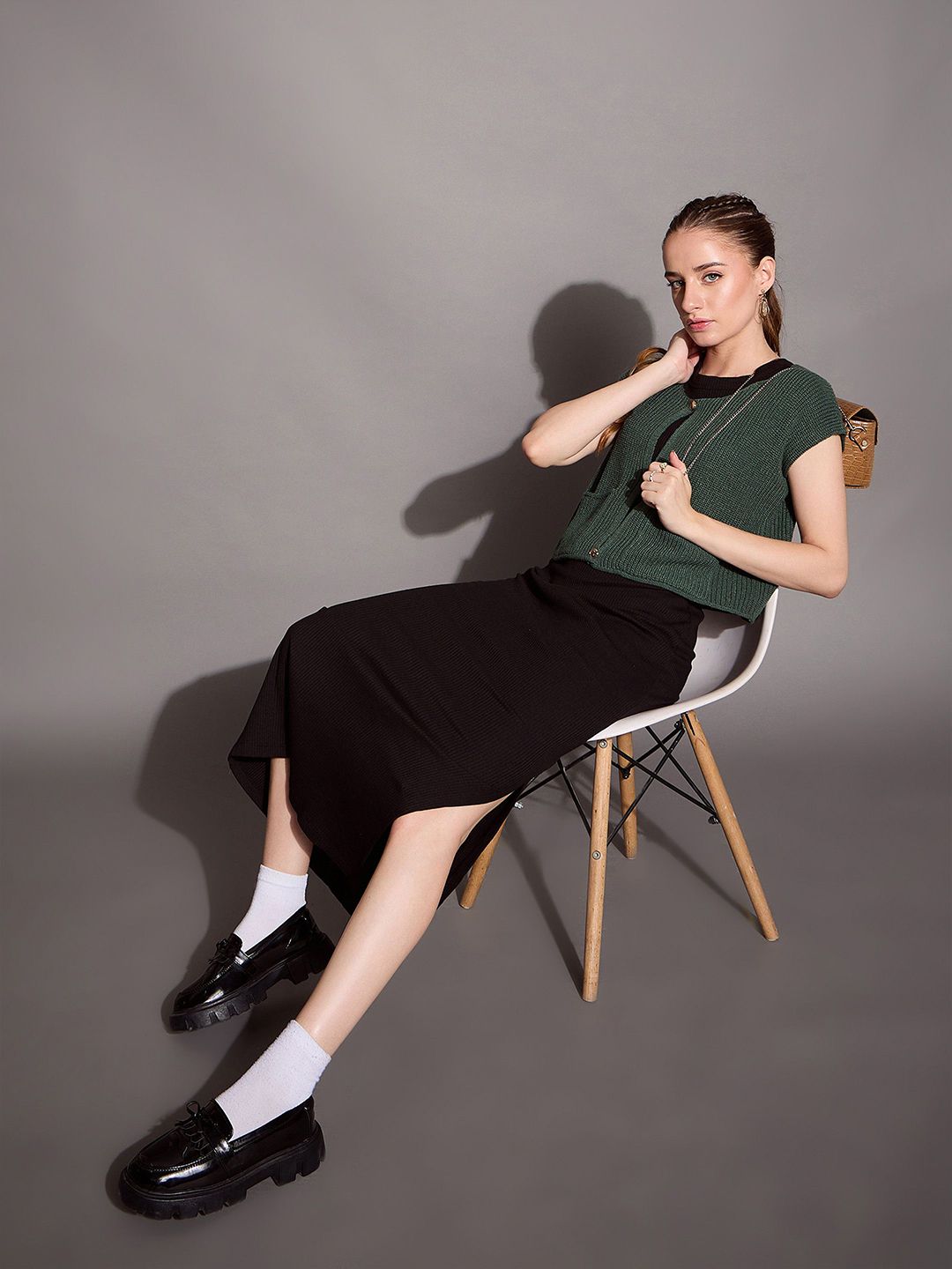 SASSAFRAS BASICS Solid Bodycon Maxi Dress