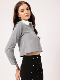 Kook N Keech Collegiate Cool Chest Pocket Crop Shirt