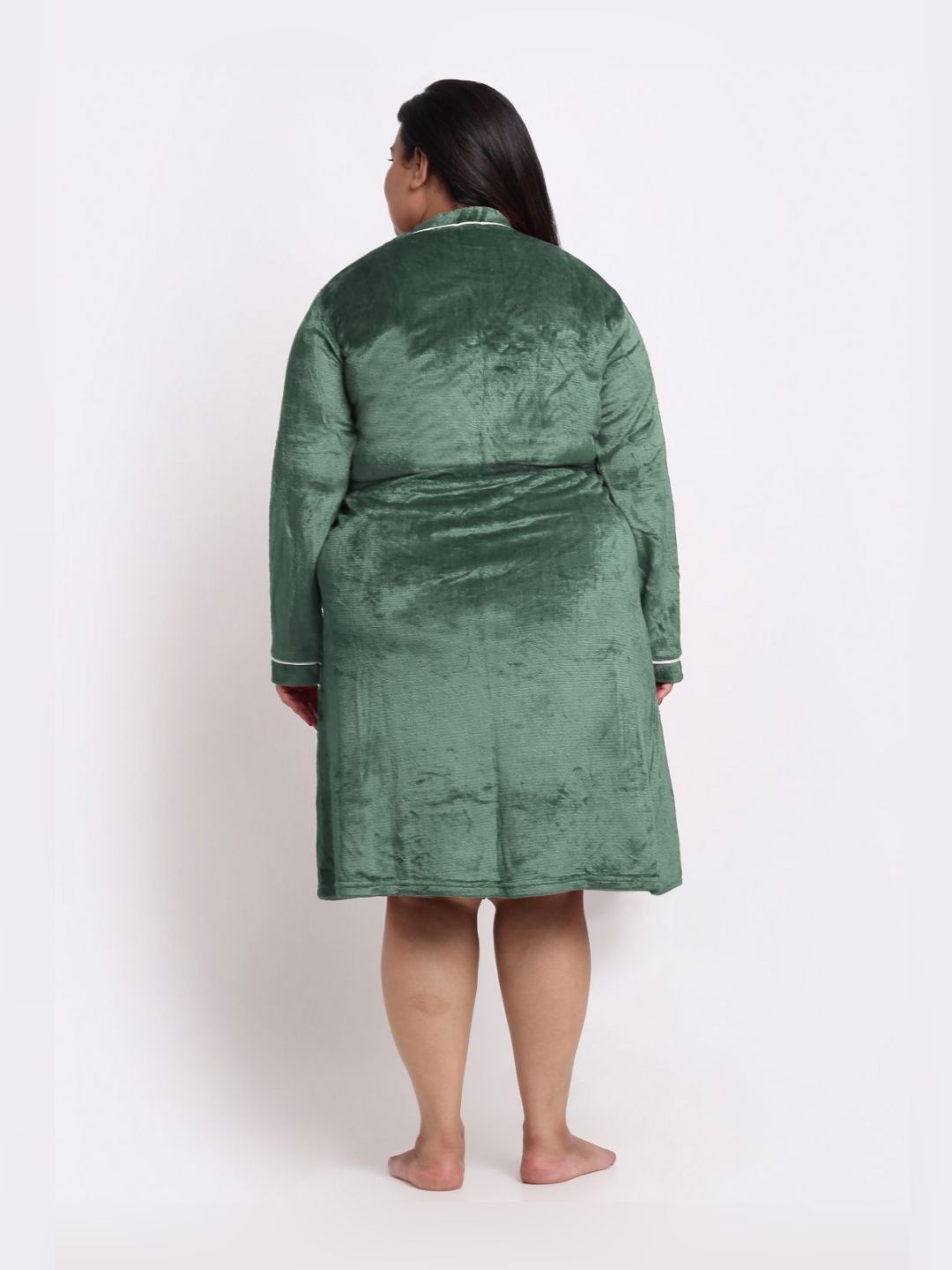 KLOTTHE Woollen Plus Size Bath Robe With Belt