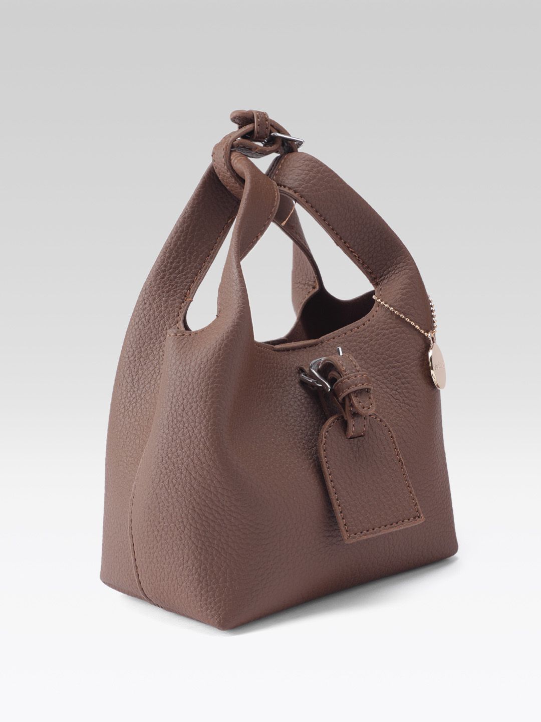 DressBerry Textured Bucket Handheld Bag with Pouch