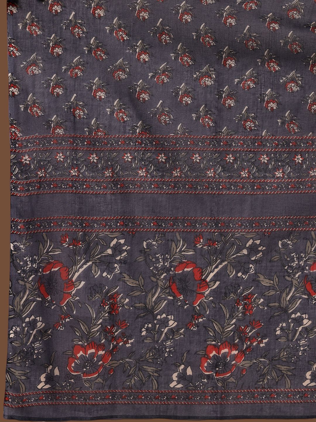Libas Floral Printed Pure Cotton Straight Kurta With Trouser & Dupatta