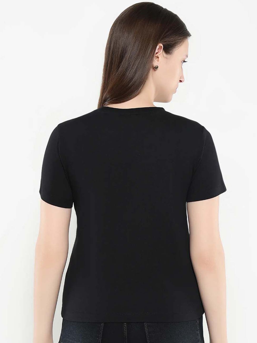 Rareism Wanita Grafik T-Shirt Leher Pusingan Dicetak