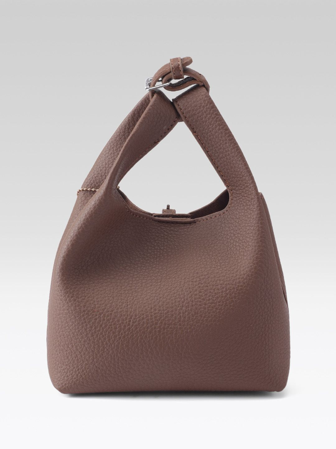 DressBerry Textured Bucket Handheld Bag with Pouch