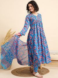 KALINI Women Floral Printed Regular Kurta with Trousers & With Dupatta