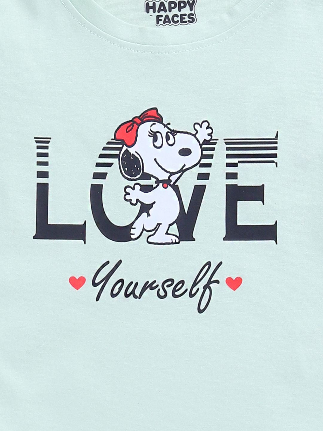 Happy Faces Kids Girls Snoopy Printed Flutter Sleeve Pure Cotton Top