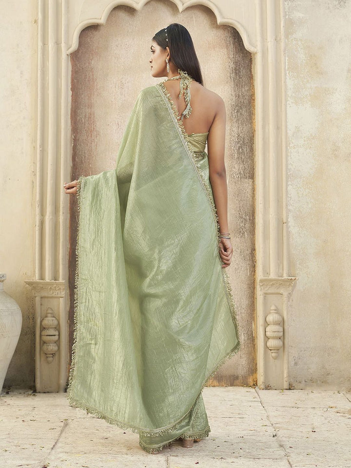 Tikhi Imli Solid Embroidered Saree