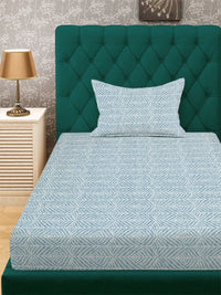 Myntra Elegant Homes Green Floral 300 TC Cadar Katil Bujang dengan 1 Sarung Bantal