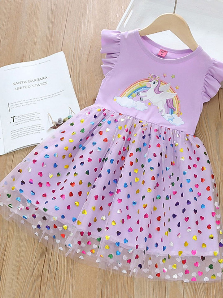 YK Floral Print Flutter Sleeve Fit & Flare Dress