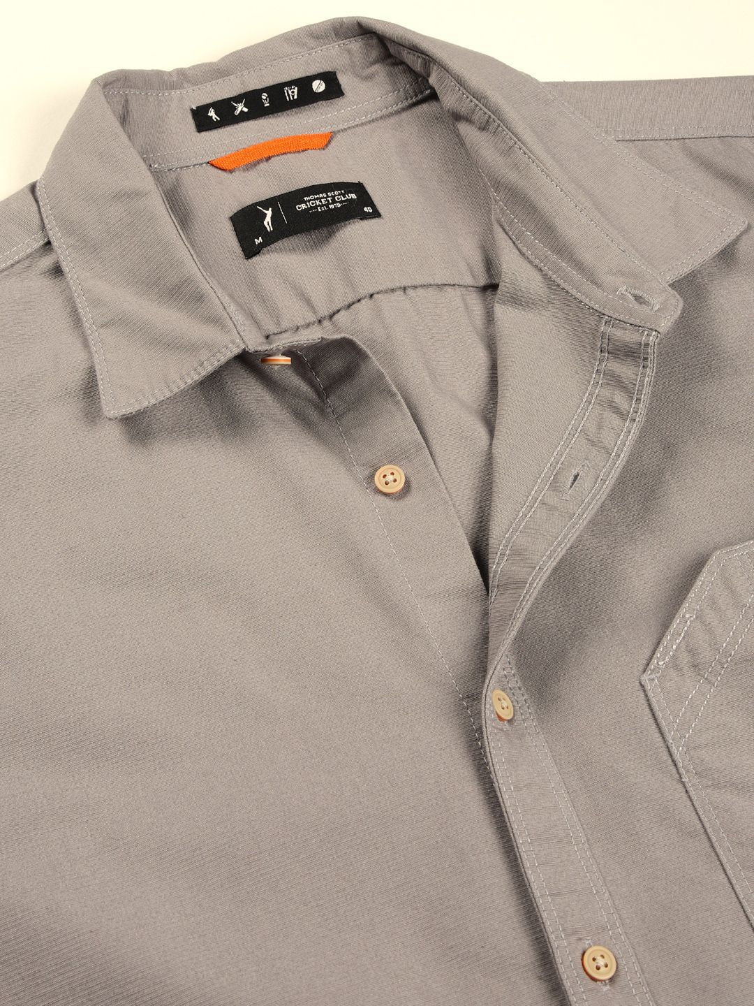 Thomas Scott Men Premium Cutaway Collar Solid Pure Cotton Slim Fit Casual Shirt