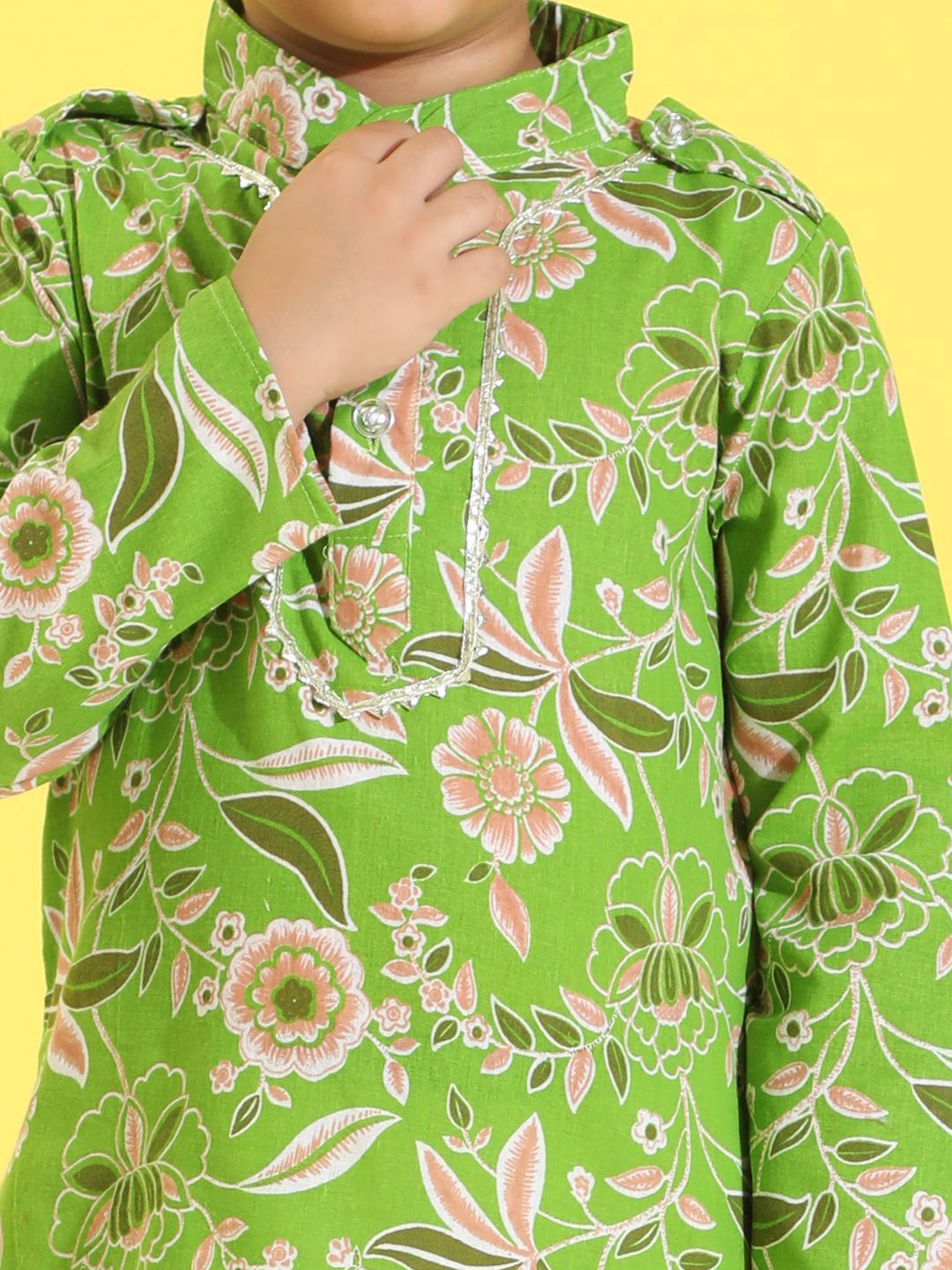 Cutiekins Boys Floral Printed Kurta with Pyjama