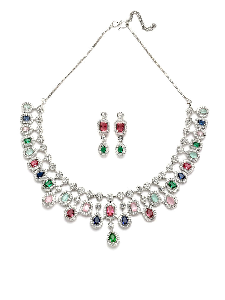 KARATCART Cubic Zirconia Studded Alloy Jewellery Set
