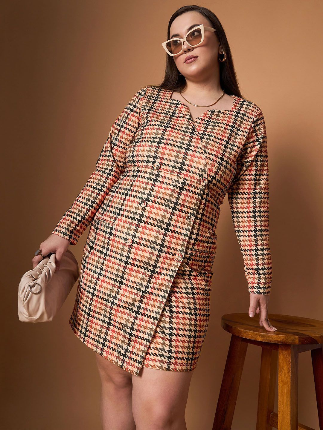 SASSAFRAS Curve Checked Dress