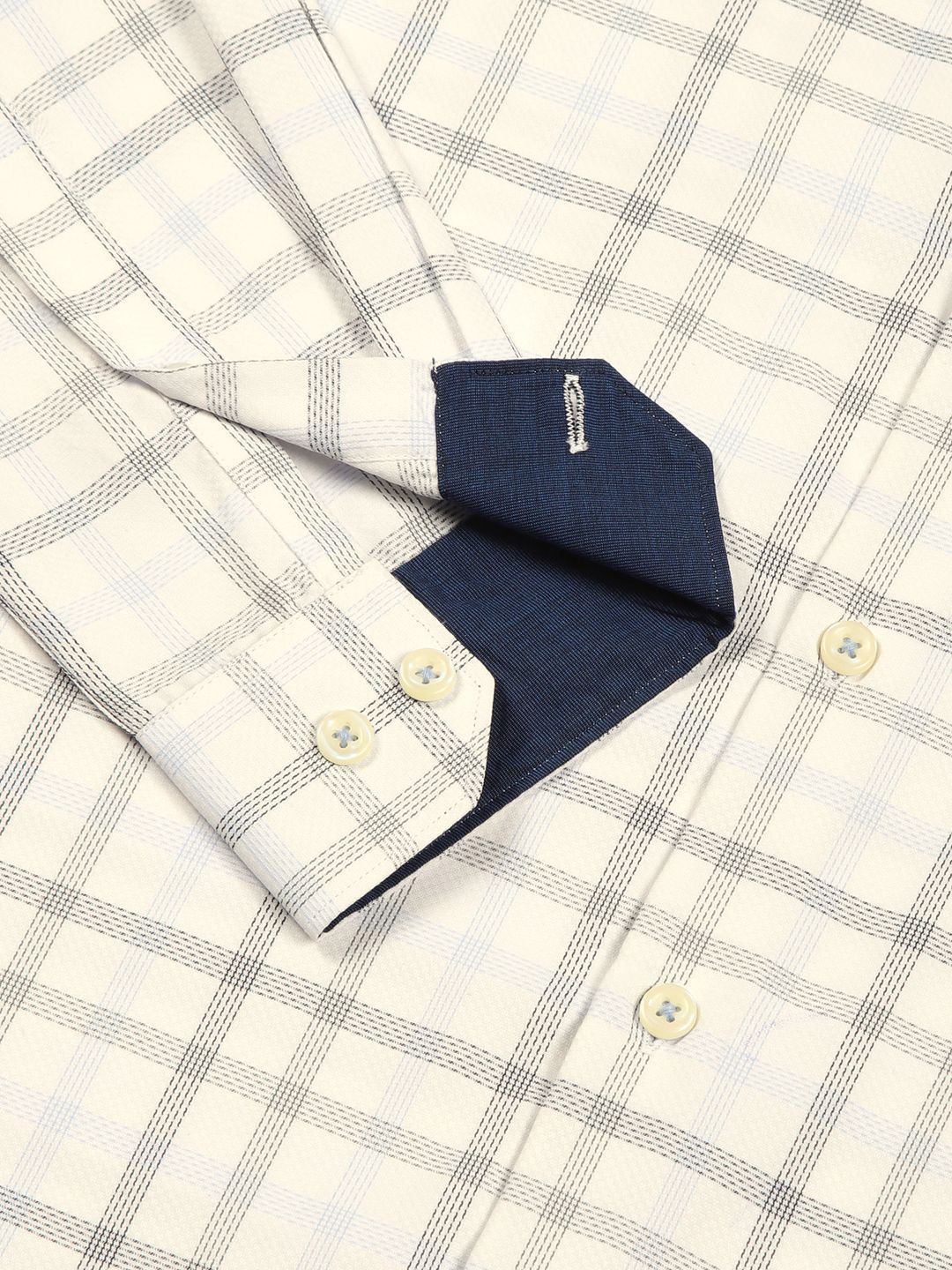 Thomas Scott Men Smart Cutaway Collar Checked Cotton Formal Shirt