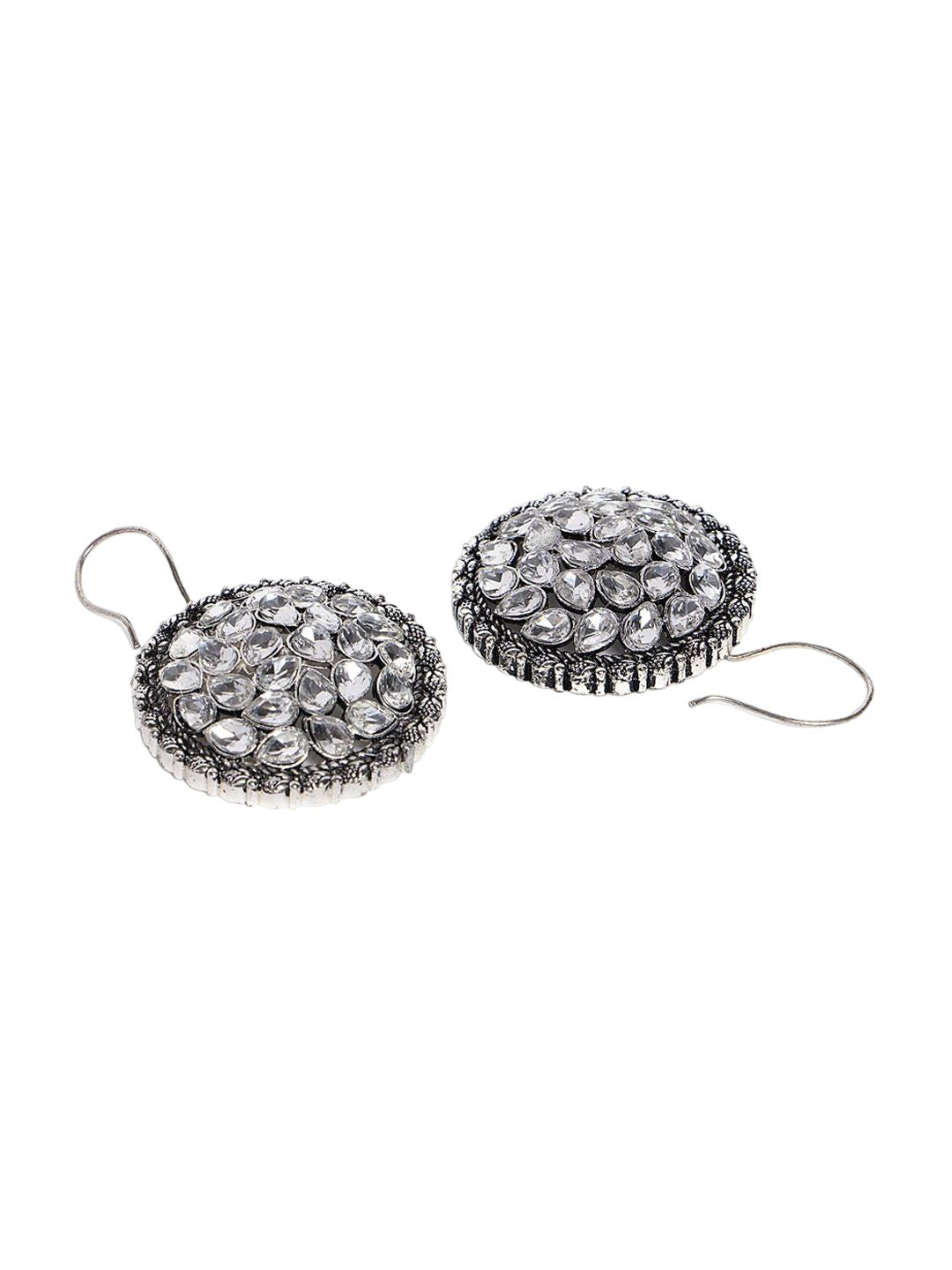 PANASH Silver Plated Solitaire Stone Studded Drop Subang
