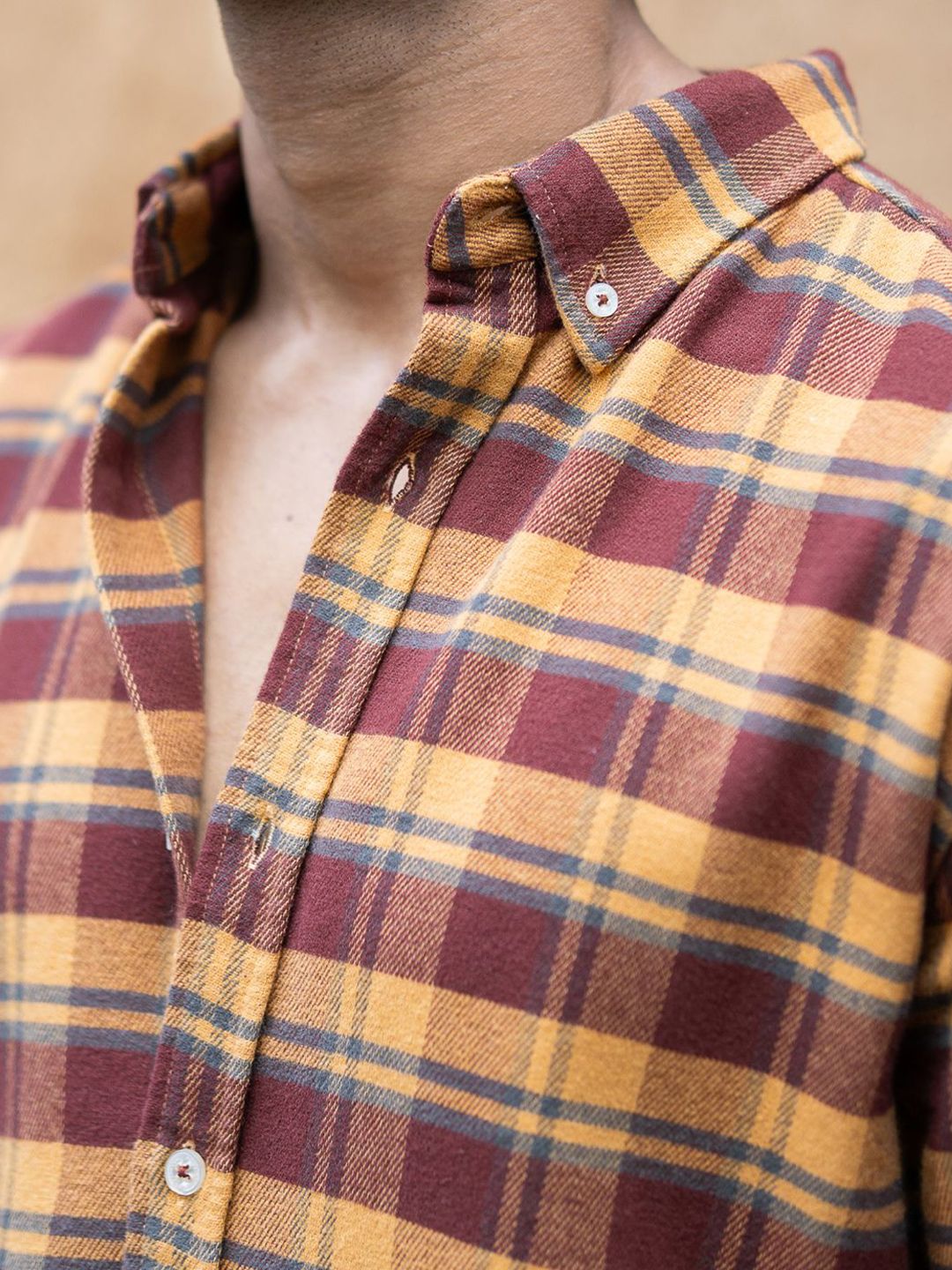 Powerlook Tartan Checked Long Sleeves Pure Cotton Shirt