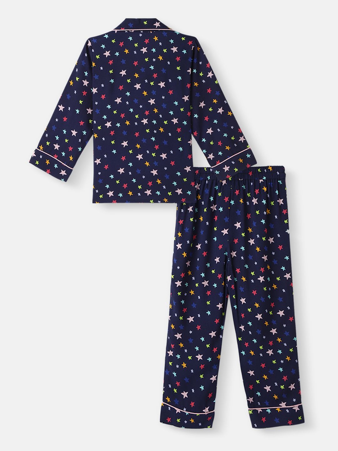 Nauti Nati Boys Star Printed Lapel Collar Neck Shirt and Matching Pants Nightsuit
