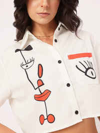 DressBerry Quirky Essentials Printed Crop Shirt