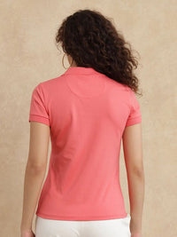 RAREISM Women Solid Polo Collar Cotton T-shirt