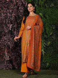 Mamicha Women Paisley Embroidered Regular Pure Cotton Kurta with Palazzos & With Dupatta