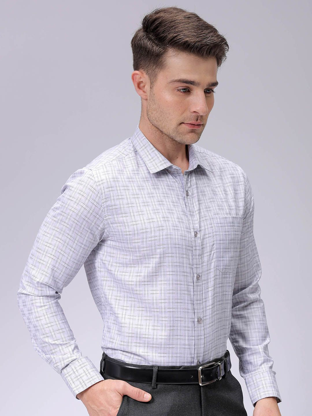 The Indian Garage Co. X Luxe Men Spread Collar Checked Slim Fit Formal Shirt