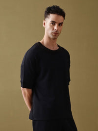 DILLINGER Men Solid Ultra Soft Drapey Oversized Drop Shoulder T-Shirt