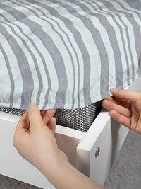 KLOTTHE Grey Polycotton Striped Dipasang 300 GSM Double Bedsheet