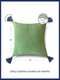 URBAN SPACE Green & Blue 2 Pieces Checked Square Cushion Covers