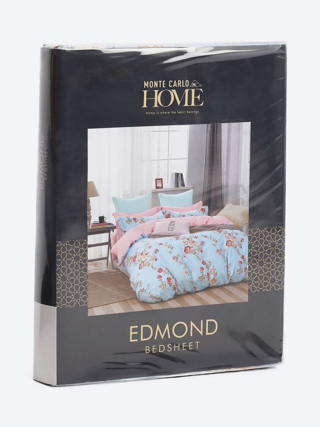 Monte Carlo Sea Green & Pink Floral Printed 144 TC King Bedsheet Set 2.70 m x 2.70 m