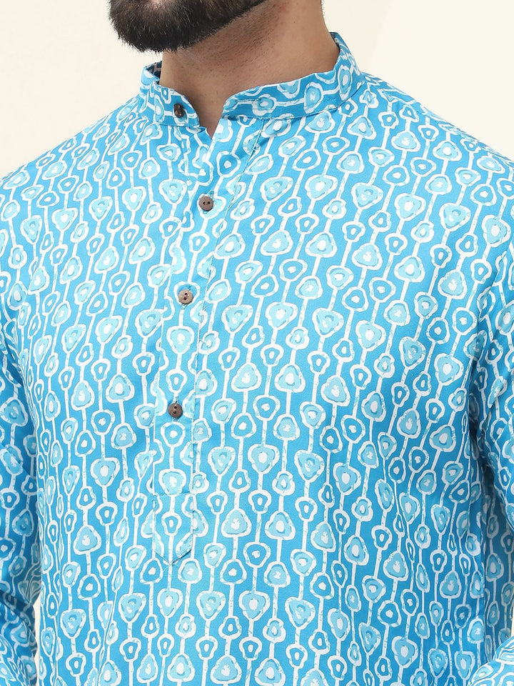 SOJANYA Kurta Kapas Tulen Bercetak Geometrik Biasa Dengan Pijama