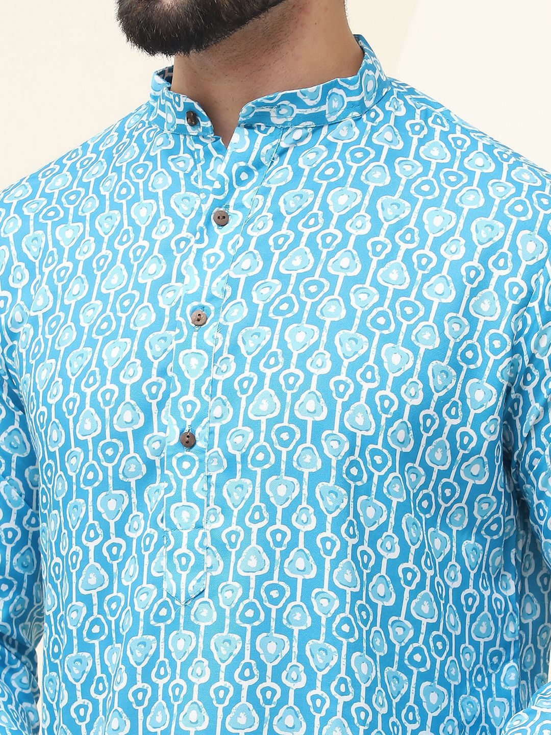SOJANYA Kurta Kapas Tulen Bercetak Geometrik Biasa Dengan Pijama
