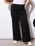 SASSAFRAS Curve Women Plus Size Mid-Rise Straight Fit Trousers