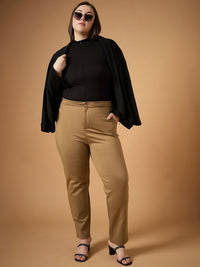 SASSAFRAS Curve Women Comfort Slim Fit High-Rise Trousers